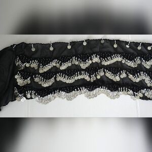 Black and Silver coins Belly Dancing Wrap L 52 x H 13